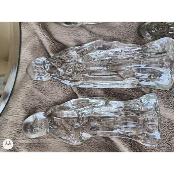 Vintage Clear Glass Nativity Scene 6 Piece Baby Jesus Mary Joseph Wise Men Kings - Picture 4 of 15